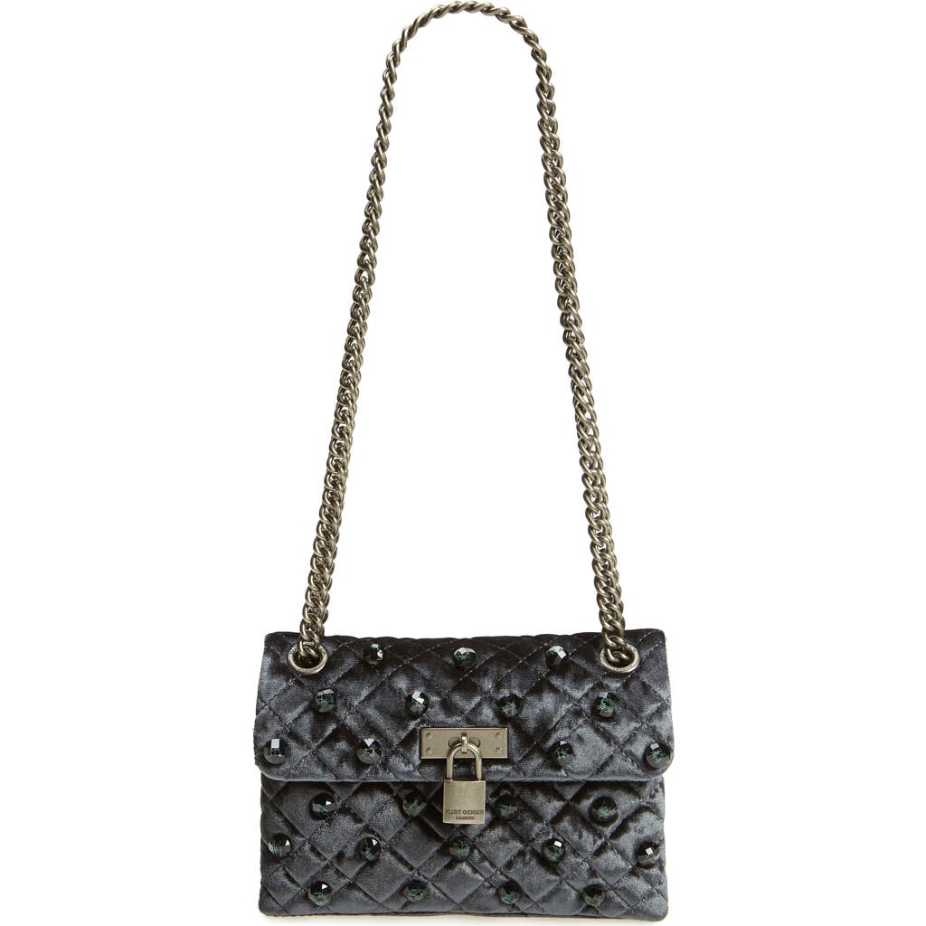 Kurt Geiger London Mini Brixton Velvet Shoulder Bag In Turquoise/aqua