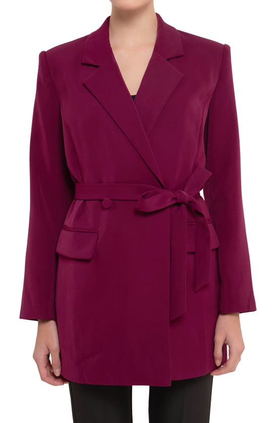 Shop Endless Rose Belted Blazer In Wine