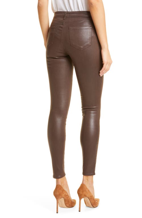 L Agence L'agence Margot High Rise Skinny Jeans In Dark Mocha Coated In Espresso Coated