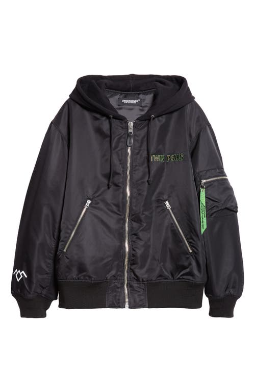 Shop Undercover 'twin Peaks' Hooded Bomber Jacket In Black