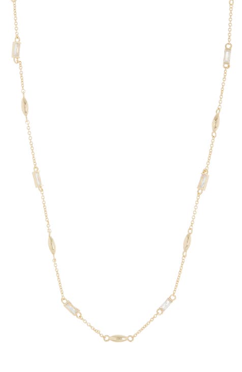 Cubic Zirconia Station Necklace