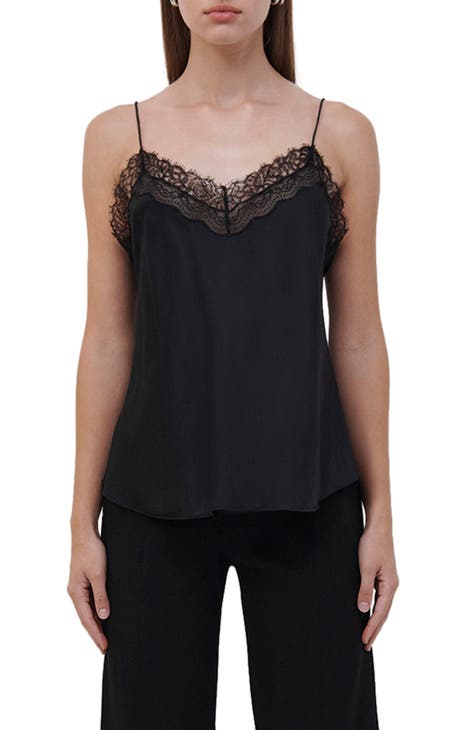 Always Happy Hour Black Lace Cowl Neck Cami Top
