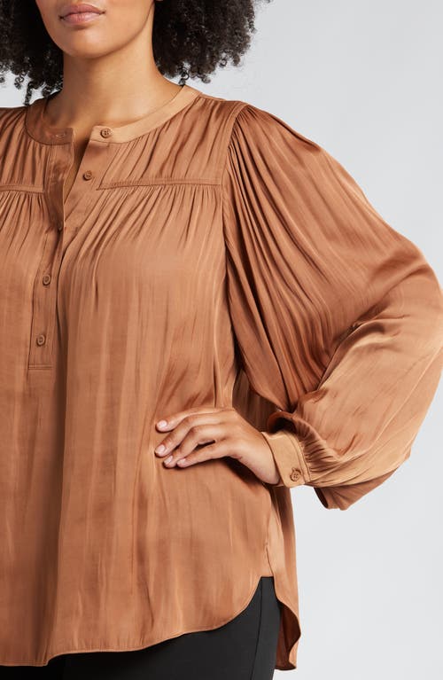 Shop Nordstrom Gathered Popover Shirt In Tan Thrush