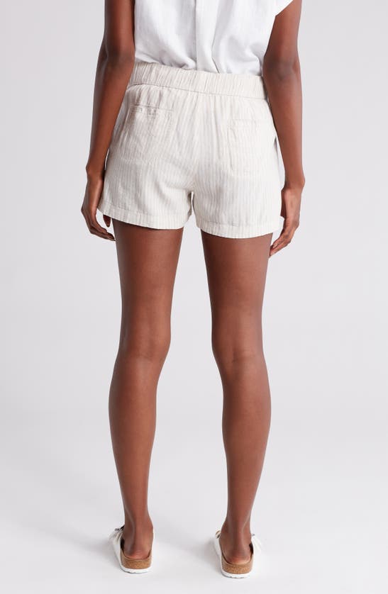 Shop Caslon ® Stripe Drawstring Linen Blend Shorts In Flax- White Cove Stripe