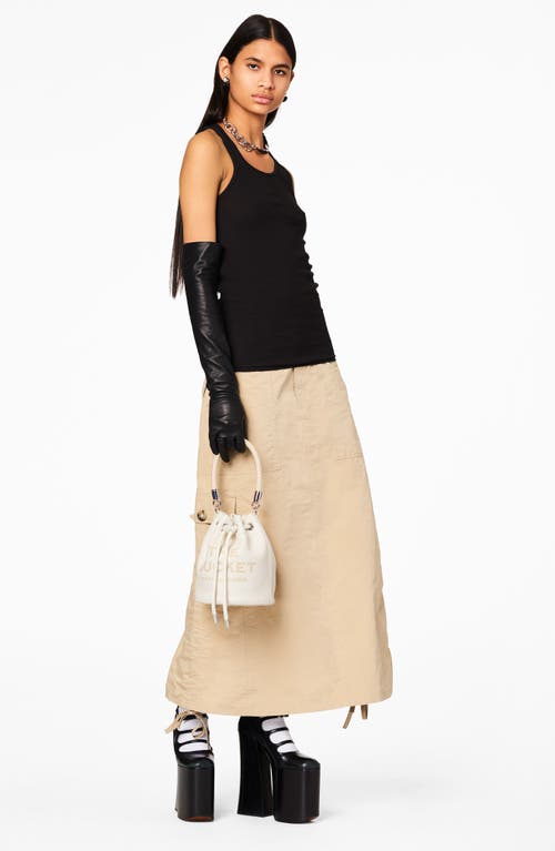 Shop Marc Jacobs The Leather Bucket Bag In Cotton/silver