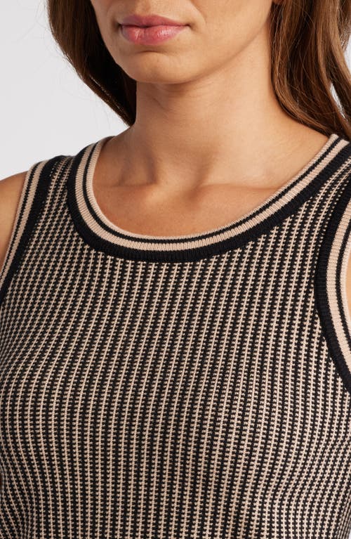 Shop Zoe And Claire Jacquard Stripe Sweater Vest In Taupe/black