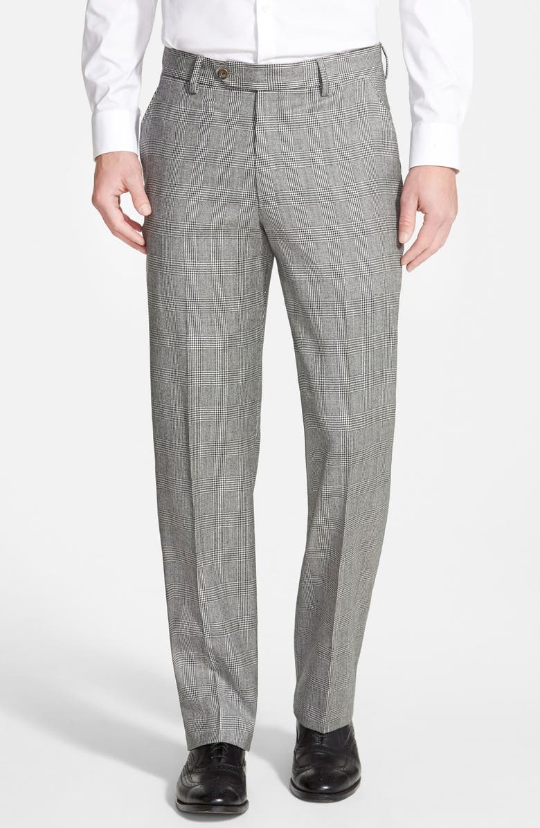 Berle Flat Front Plaid Wool Trousers | Nordstrom
