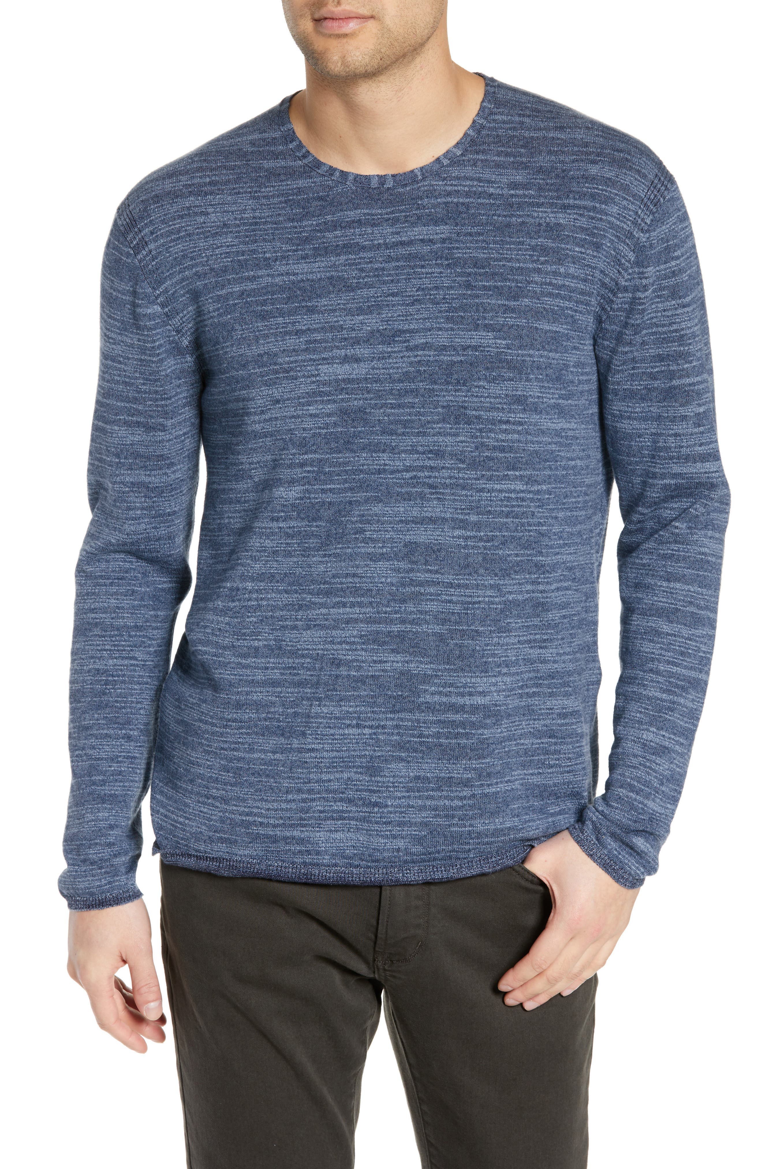 John Varvatos Star Usa Vincent Plated Slim Fit Crewneck Sweater, Blue
