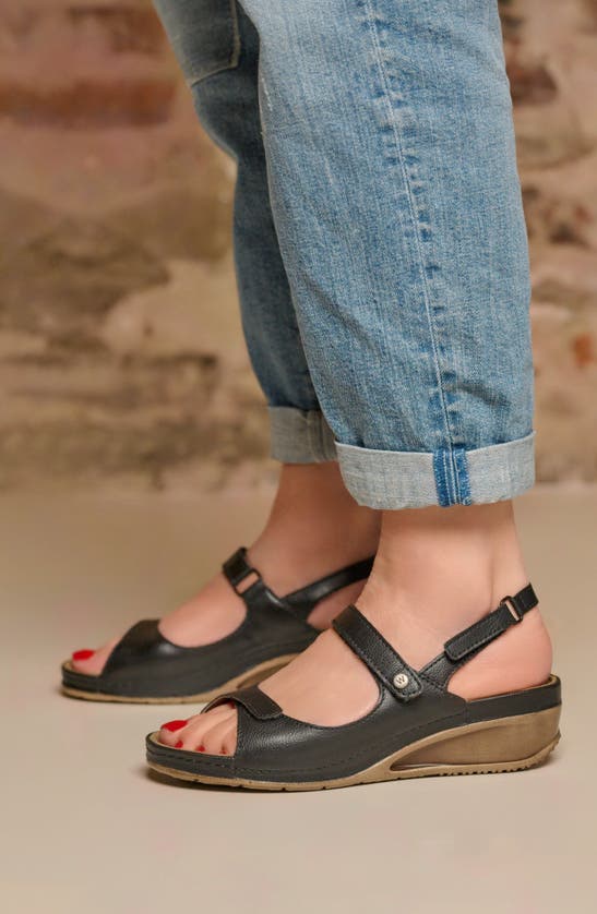 Shop Wolky Pica Slingback Wedge Sandal In Black Biocare