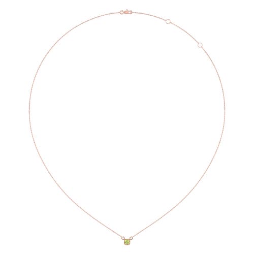 Luvmyjewelry Cushion Cut Peridot & Diamond Birthstone Necklace In Rose Gold