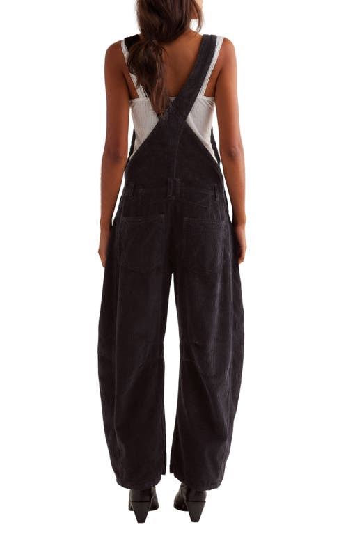 Shop Free People Good Luck Barrel Leg Corduroy Overalls In Black