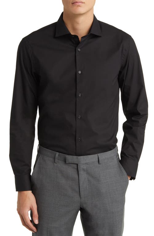 Extra Trim Fit Stripe Tech-Smart CoolMax Non-Iron Dress Shirt in Black