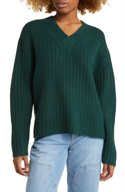 Boxy V-Neck Rib Sweater