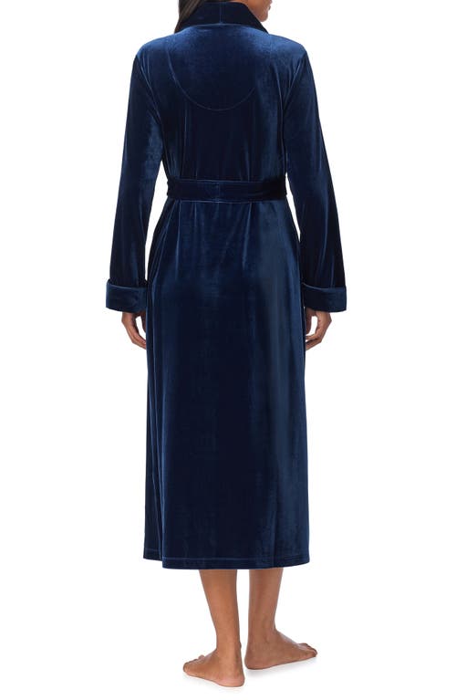 Shop Lauren Ralph Lauren Crest Embroidered Robe In Navy