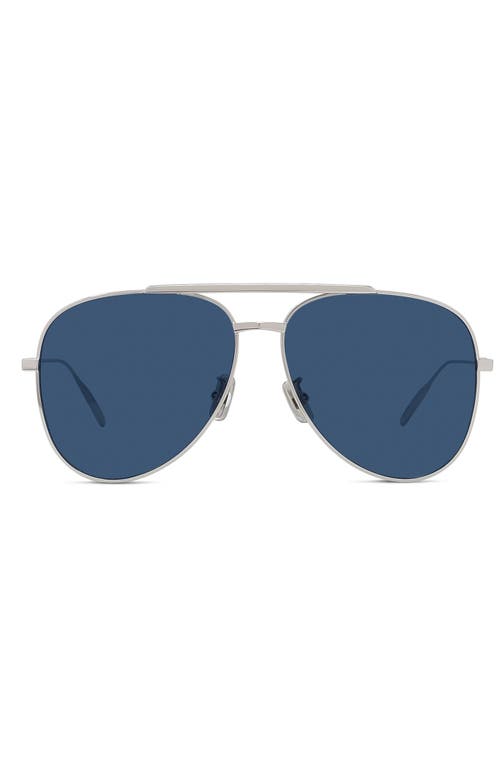 Givenchy GV Speed 59mm Pilot Sunglasses in Shiny Palladium /Blue at Nordstrom