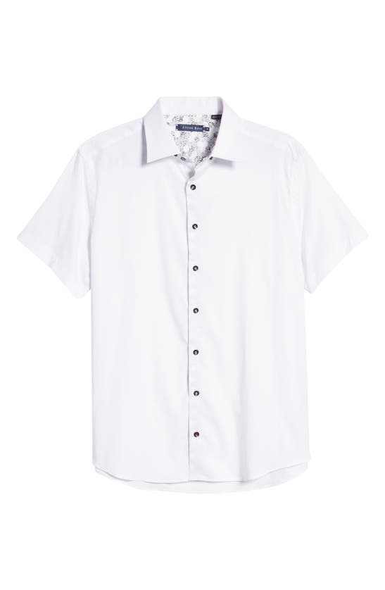 Stretch Short Sleeve Button-up Shirt In White
