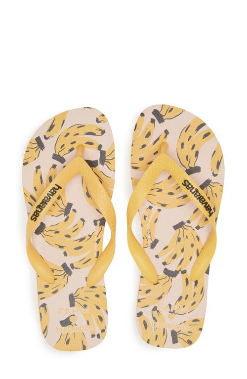 x Farm Rio Parrot Floral Flip Flop in Caja Yellow