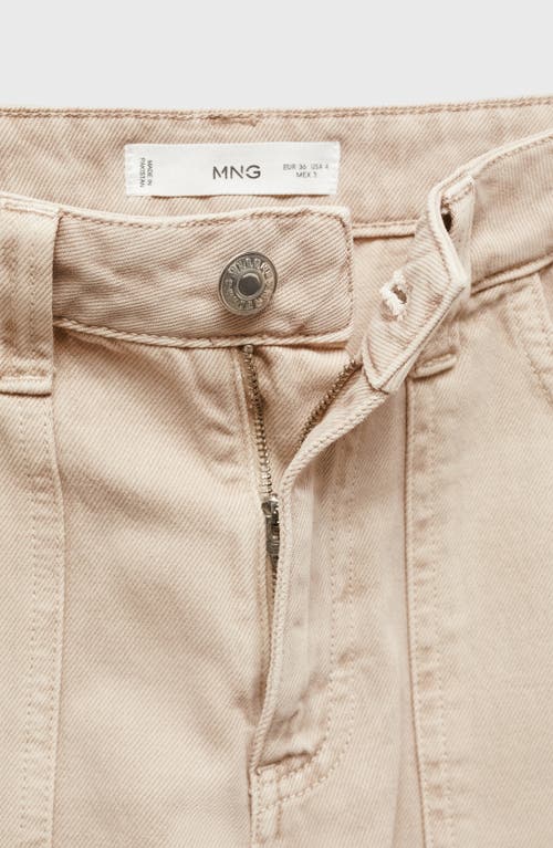 Mango Julieta Low Rise Wide Leg Cargo Jeans In Light Pastel Brown
