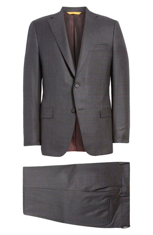 Hickey Freeman Plaid Wool Suit in Charcoal