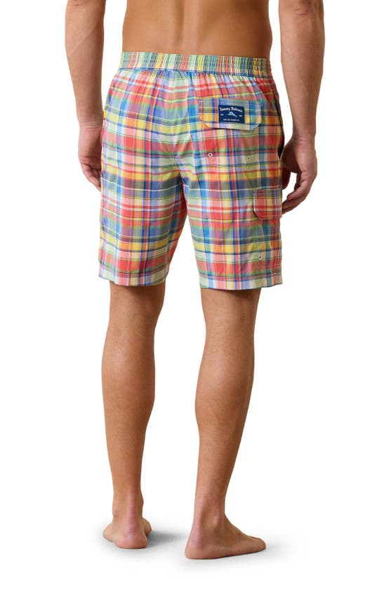 Shop Tommy Bahama Baja Madras Madness Board Shorts In Coral Quartz