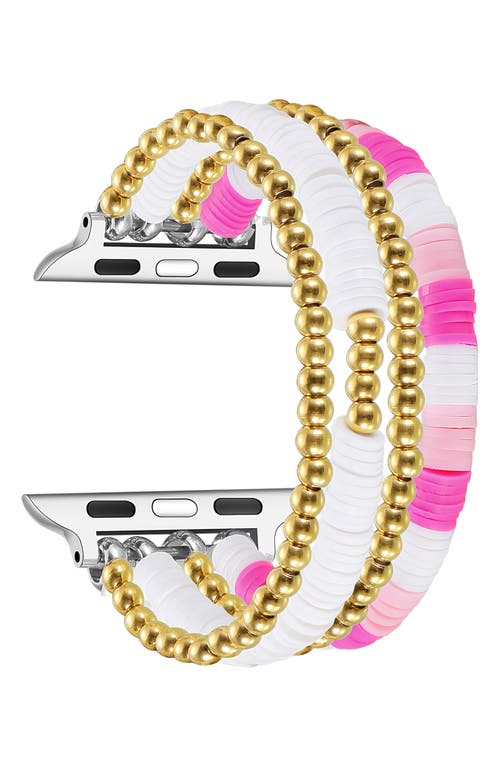 Shop The Posh Tech Bestie Beaded Bracelet Apple Watch® Watchband In Pink