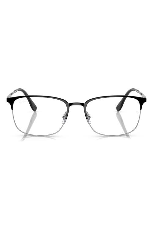 Ray-Ban 56mm Rectangular Pillow Optical Glasses in Black Silver at Nordstrom