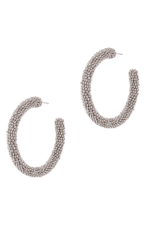 Zaria Beaded Hoop Earrings in Silver