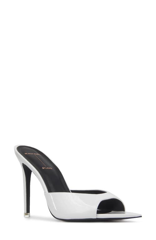 BLACK SUEDE STUDIO Brea Pointed Toe Sandal in White Patent Leather