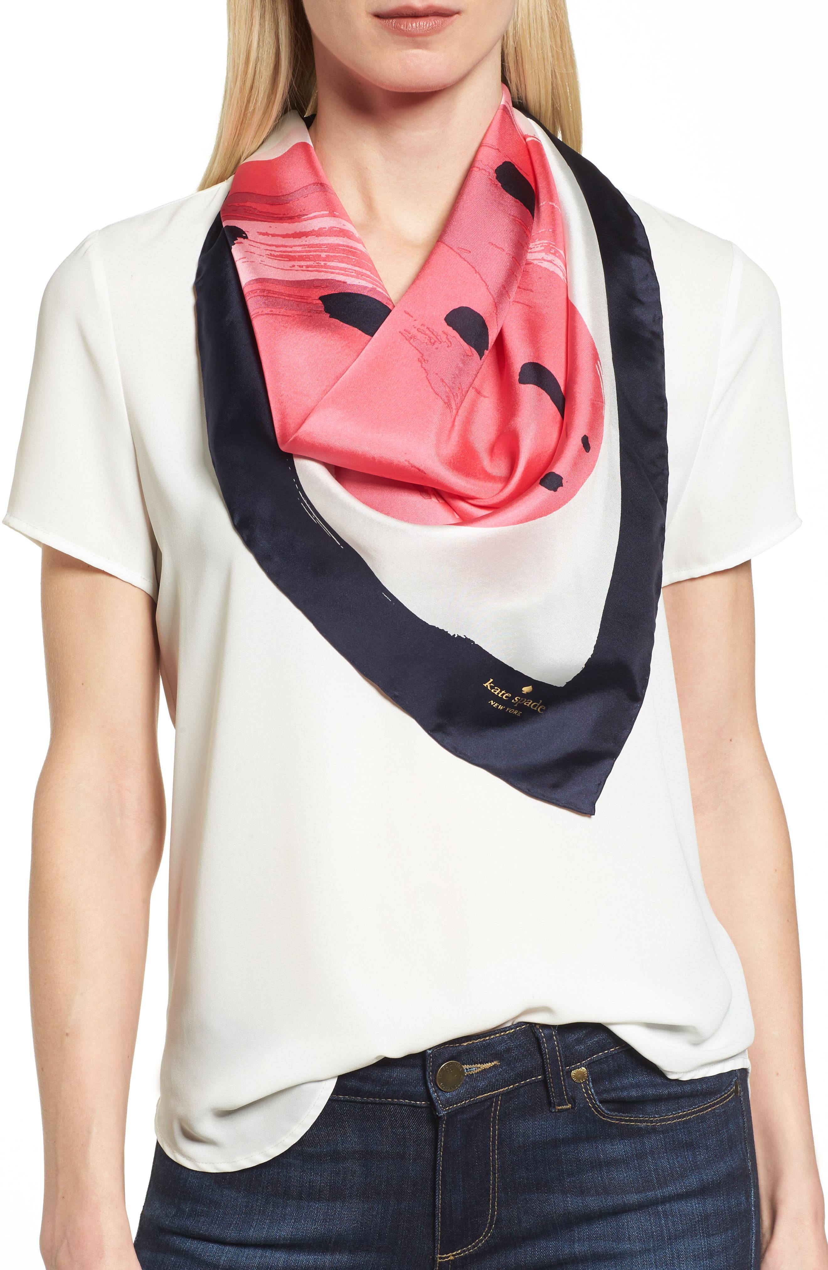 kate spade new york strawberry square silk scarf Nordstrom