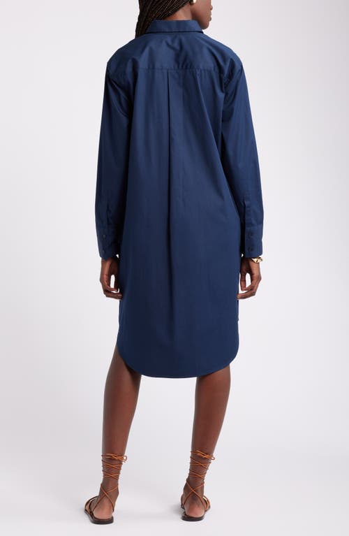 Shop Nordstrom Long Sleeve High-low Shirtdress In Navy Blazer