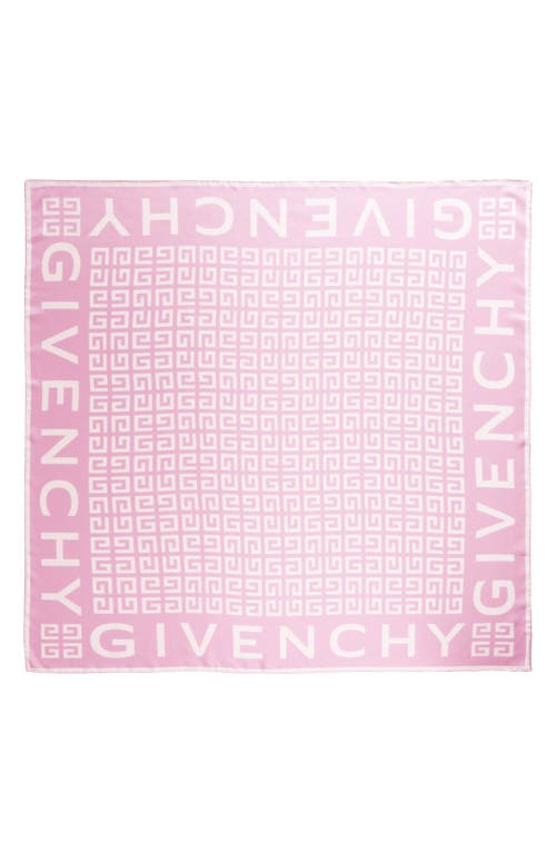 Givenchy 4g Monogram Silk Twill Square Scarf In 29-old Pink/white
