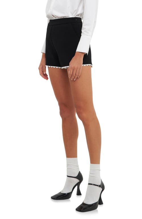 Shop English Factory Rickrack Edge Shorts In Black/white