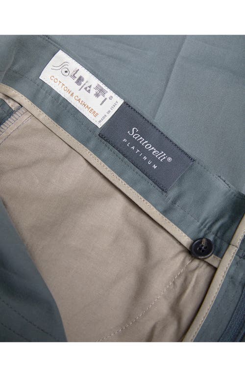 Shop Santorelli Flat Front Cotton Blend Pants In Sage