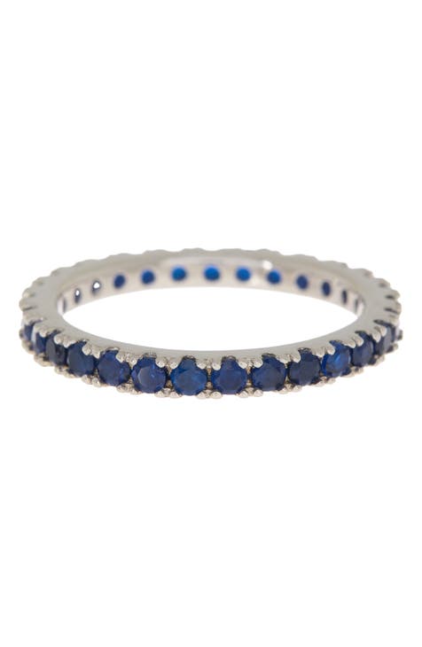 Pave Blue CZ Eternity Band Ring