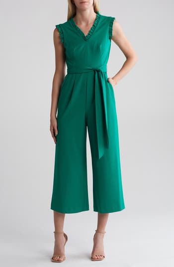 Calvin Klein Ruffle V Neck Sleeveless Crop Jumpsuit Nordstromrack