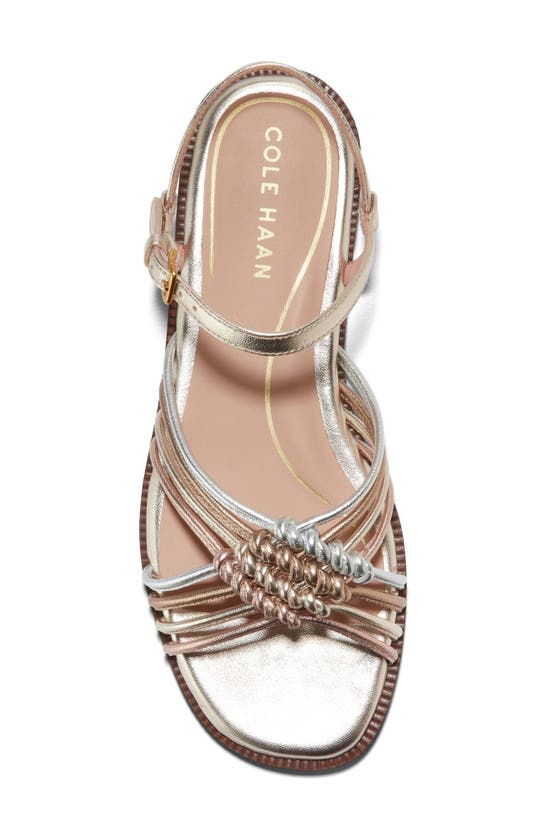 Shop Cole Haan Jitney Knot Ankle Strap Sandal In Soft Gold/ Silver/ Rose