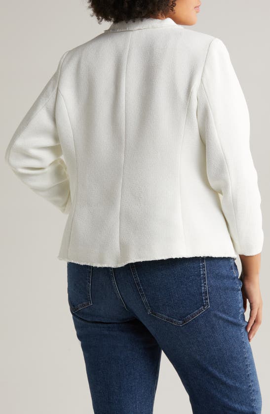 Halogen Raw Hem Crop Blazer In New Ivory
