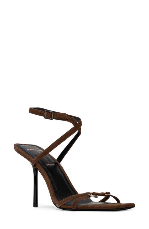 Shop Black Suede Studio Frankie 100 Ankle Strap Sandal In Brown