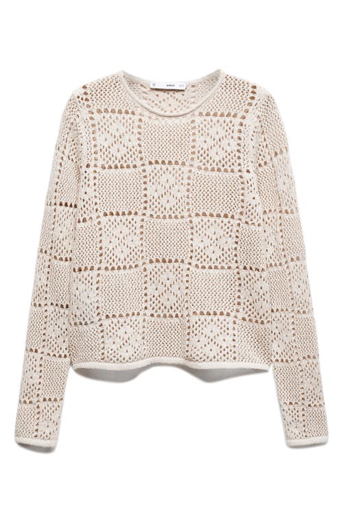 Shop Mango Cedar Open Stitch Sweater In Pastel Brown