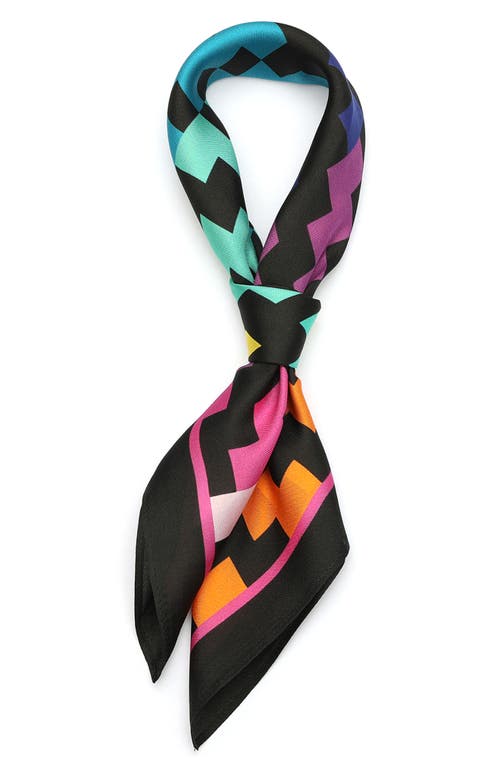 Shop Kurt Geiger London Rainbow Silk Square Bandana In Black Multi