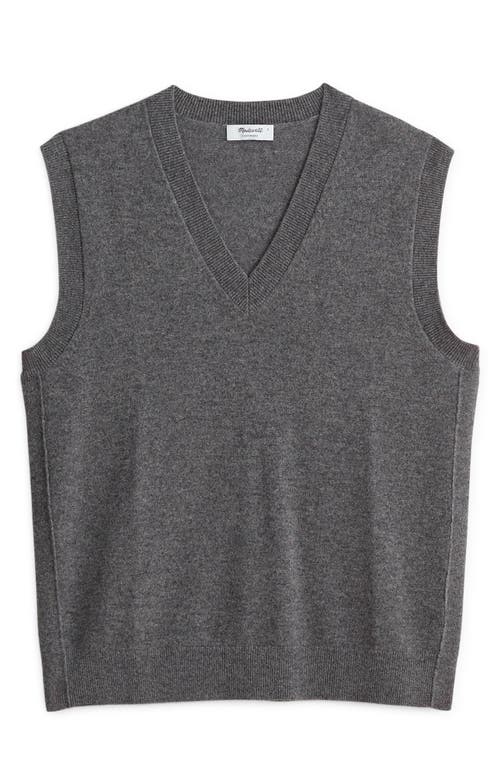 Shop Madewell V-neck Cashmere Sweater Vest In Heather Pyrite