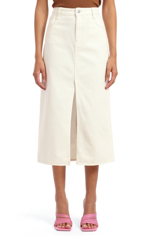 Marin Front Slit Denim Midi Skirt in Off White Denim