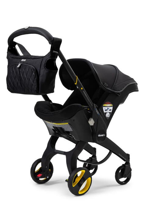 Convertible Infant Car Seat/Compact Stroller System with Base & Midnight Essentials Bag Set