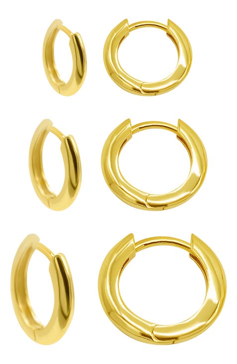 Set of 3 Huggie Hoop Earrings