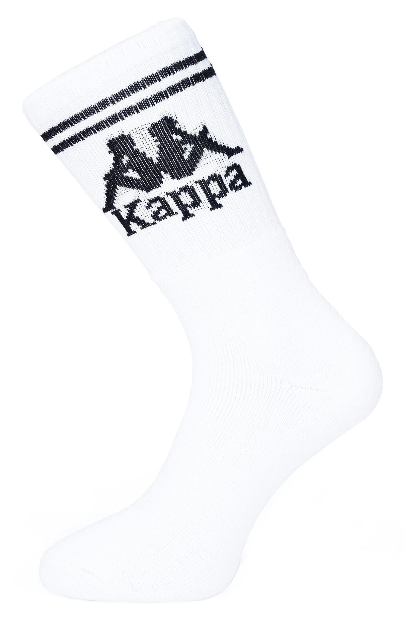 Kappa Unisex Authentic Aster Crew Socks in White-Black at Nordstrom, Size Large