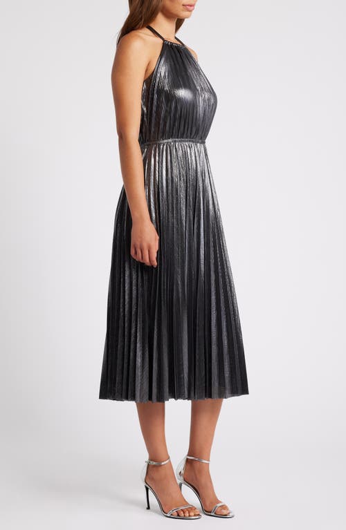 Shop Chelsea28 Metallic Pleated Cocktail Dress In Gunmetal