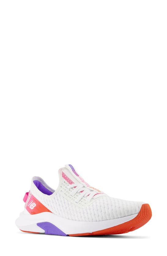 New Balance Lace-up Active Sneaker In White/ Hi Pink