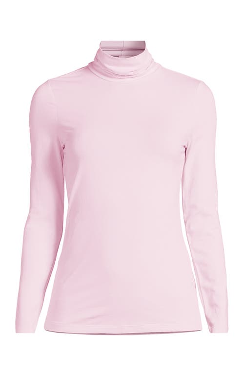 Lands' End Lightweight Jersey Skimming Long Sleeve Turtleneck In Pink Fog