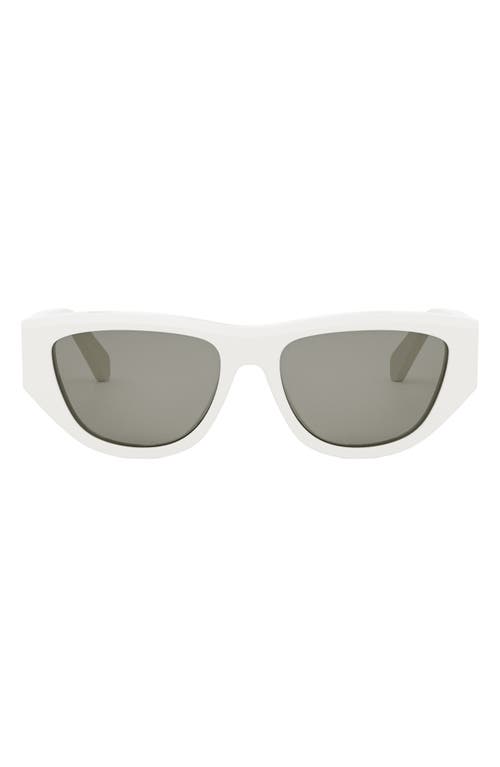 Celine Monochroms 55mm Cat Eye Sunglasses In White