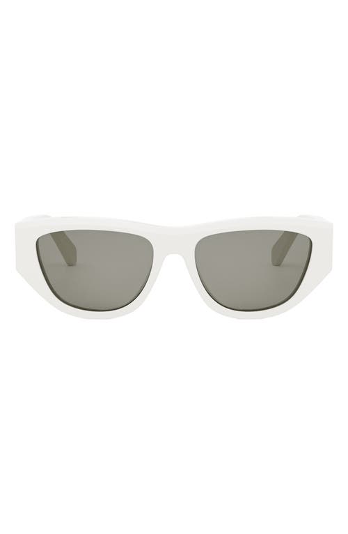 Shop Celine Monochroms 55mm Cat Eye Sunglasses In Ivory/smoke